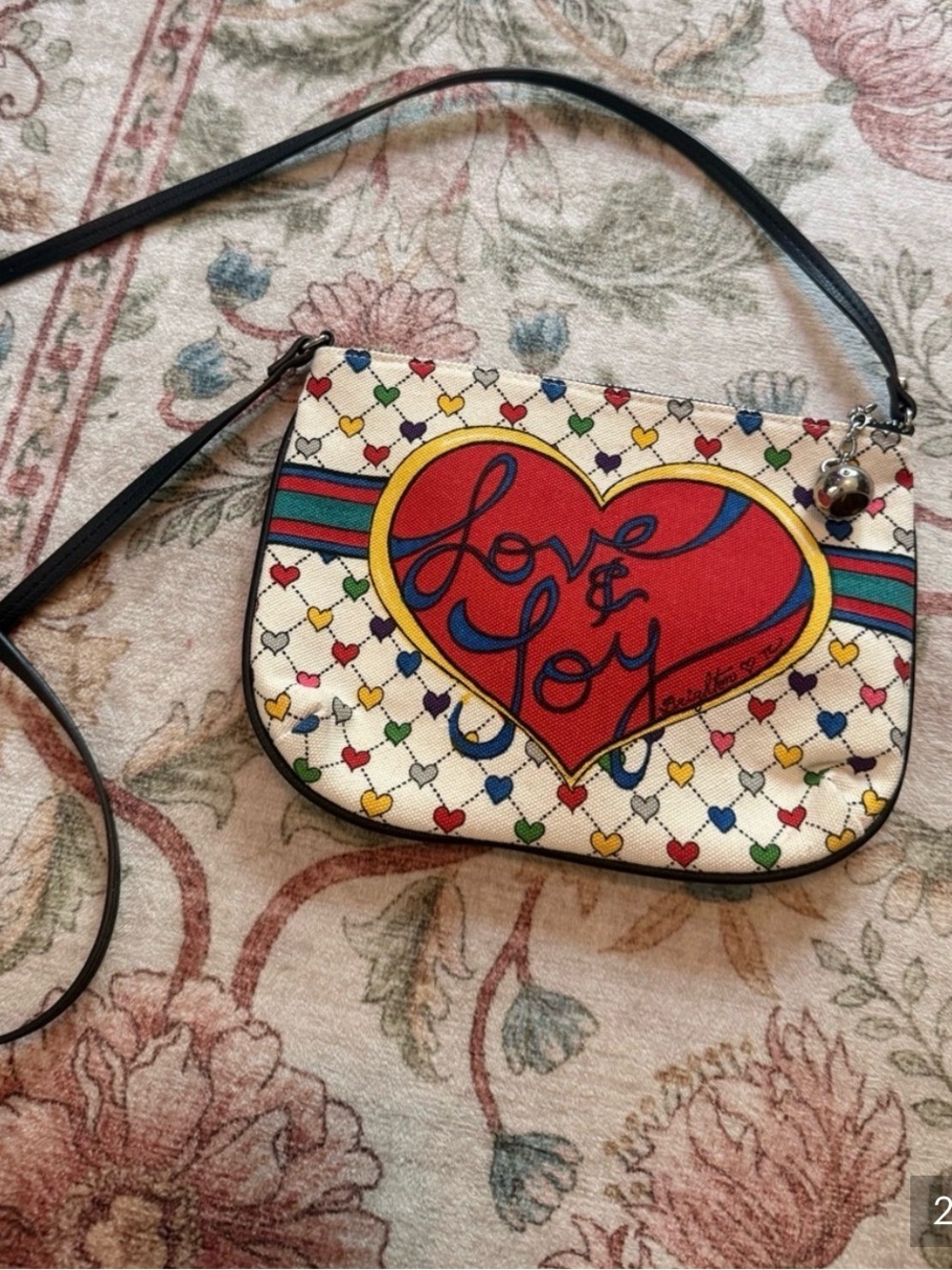 Brighton Love&Joy White Crossbody Bag with Red Heart and Multicolor Accents - Picture 2 of 6